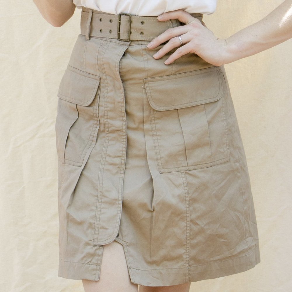 Anthropologie Belted Military Mini Skirt